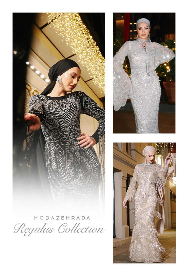 green emerald velvet dress Leida Islamic Evening Dress Black / 38