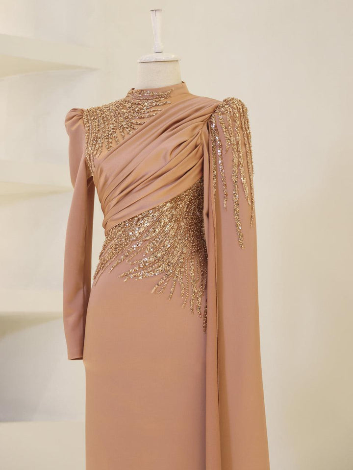 formal dresses muslim Elegant Lace A Line Muslim Prom Dresses Long Sleeve Evening Party Gowns