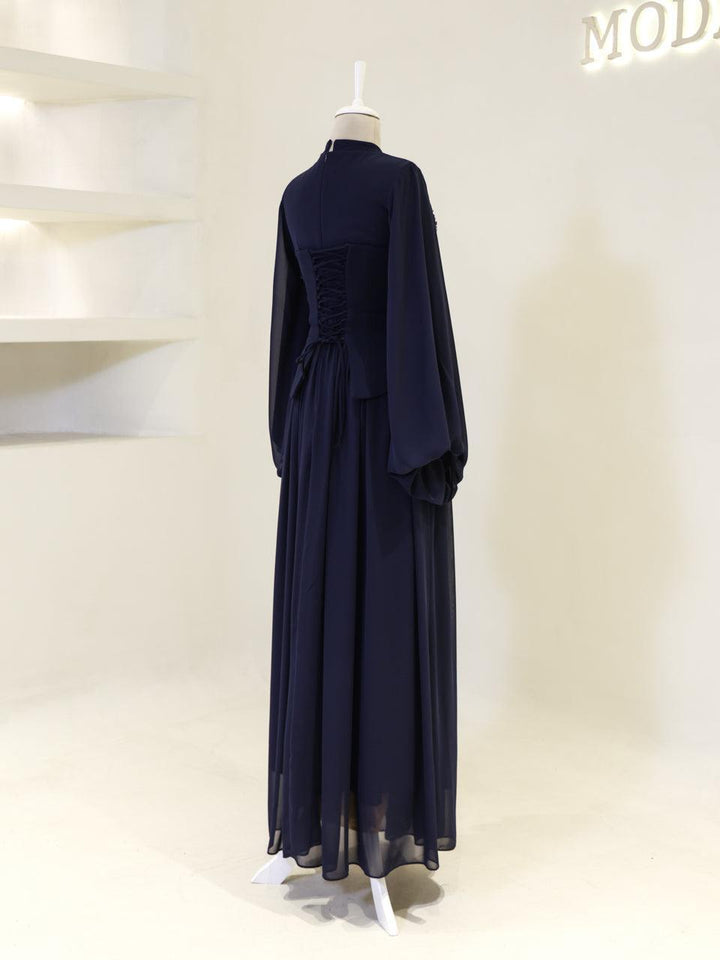 navy blue muslim dress AHUNARE HIJAB