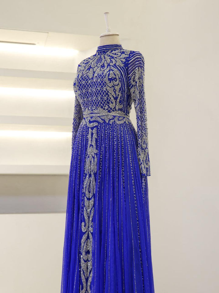 Couture Melina Islamic Evening Dress Sax / 38 Couture Melina Islamic Evening Dress Sax / 38