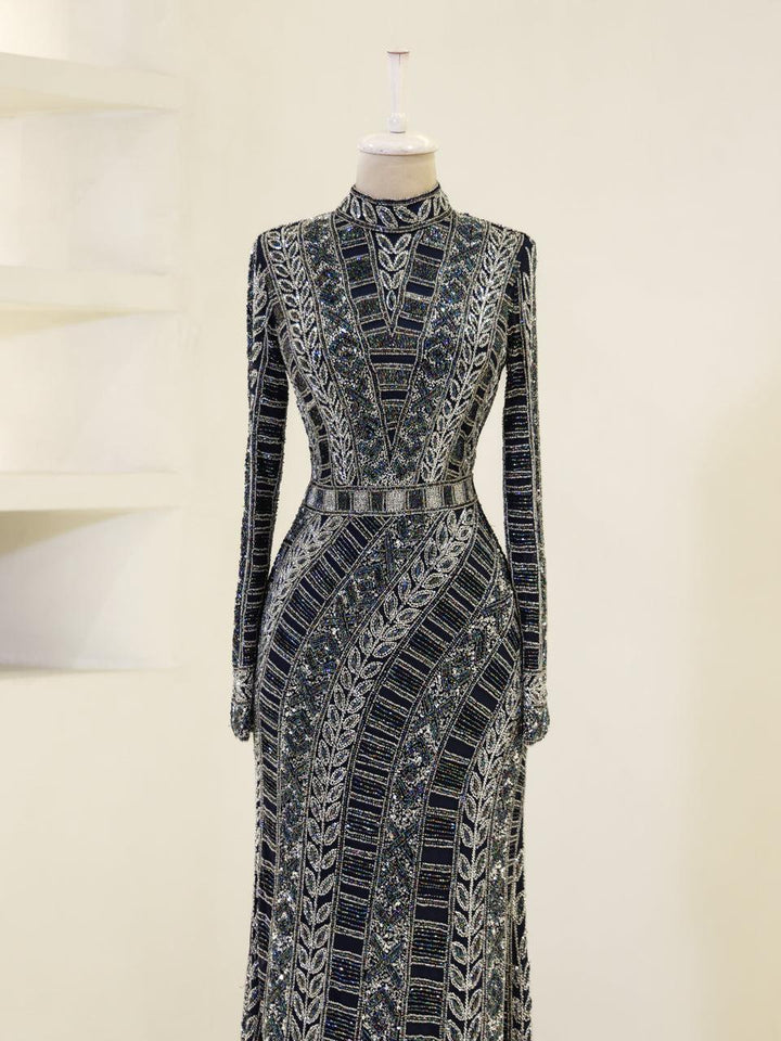 Couture Mirevra Islamic Evening Dress Navy Blue / 40