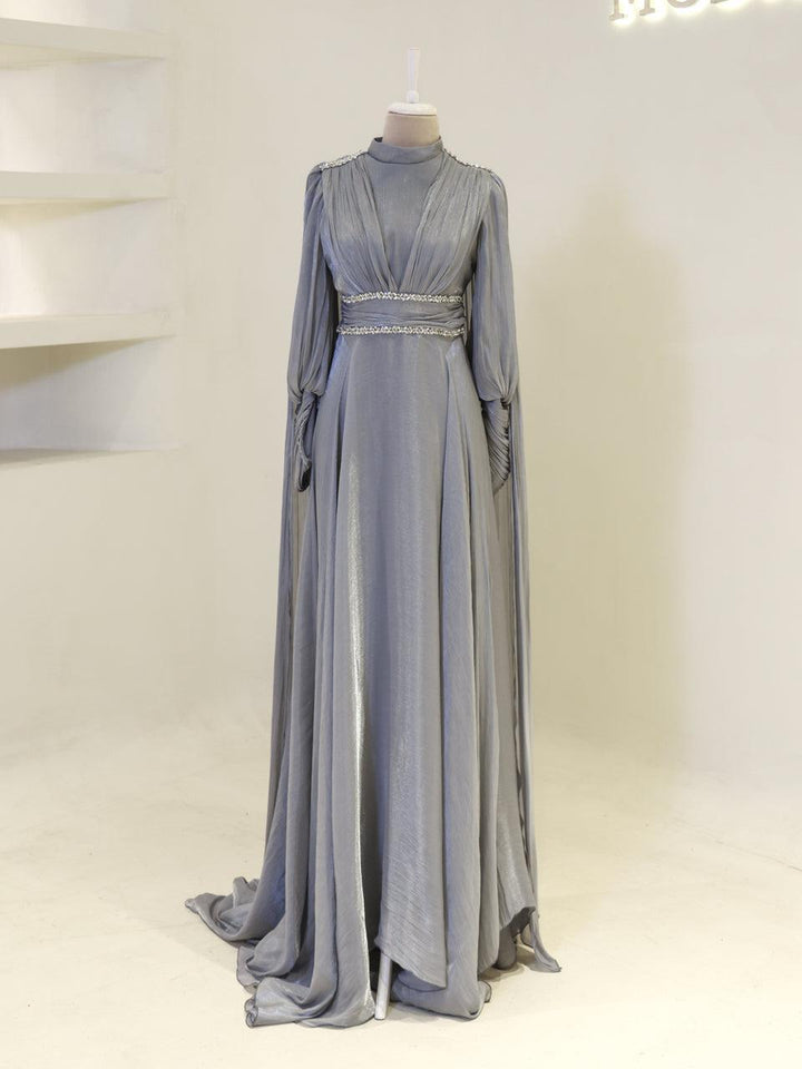 mette in evening dress Islamic – ModaZehrada Dress's Color:93#-Dark grass green Matte Black Maison Knurled tango dress Artistic Evolution