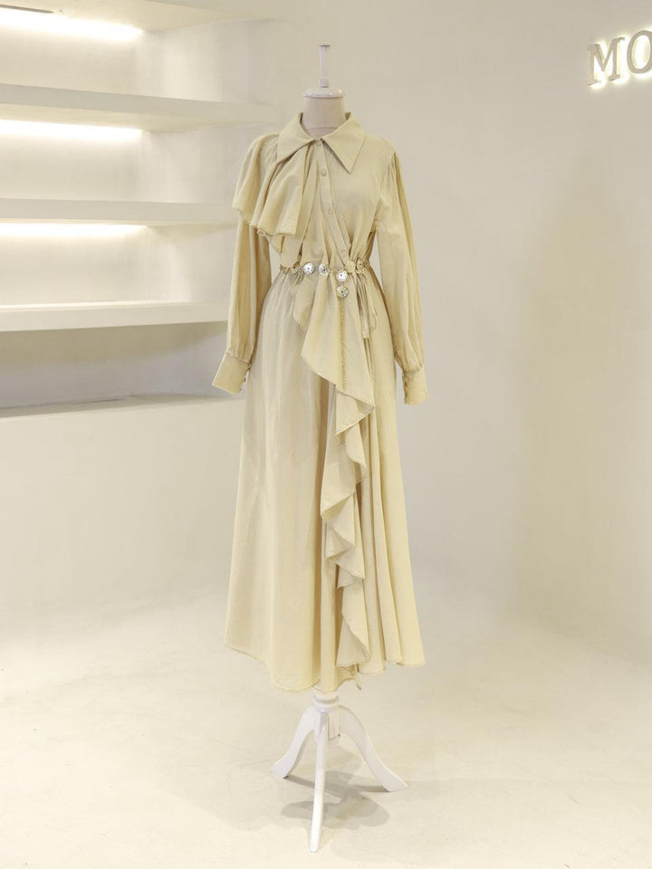 tesettur-abiye-Olivine Tesettür Elbise-ModaZehrada