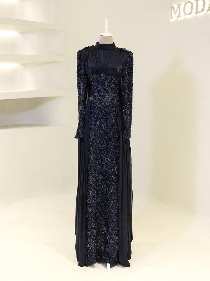 Orlena Islamic Evening Dress Navy Blue / 48