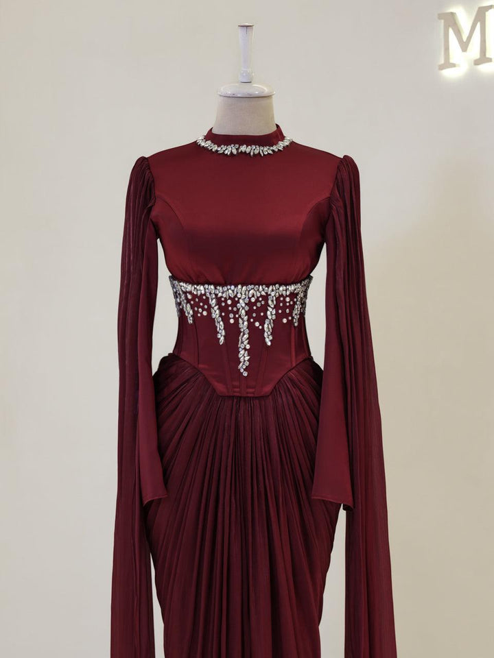 Saloni Islamic Evening Dress Bordeaux Red / 44