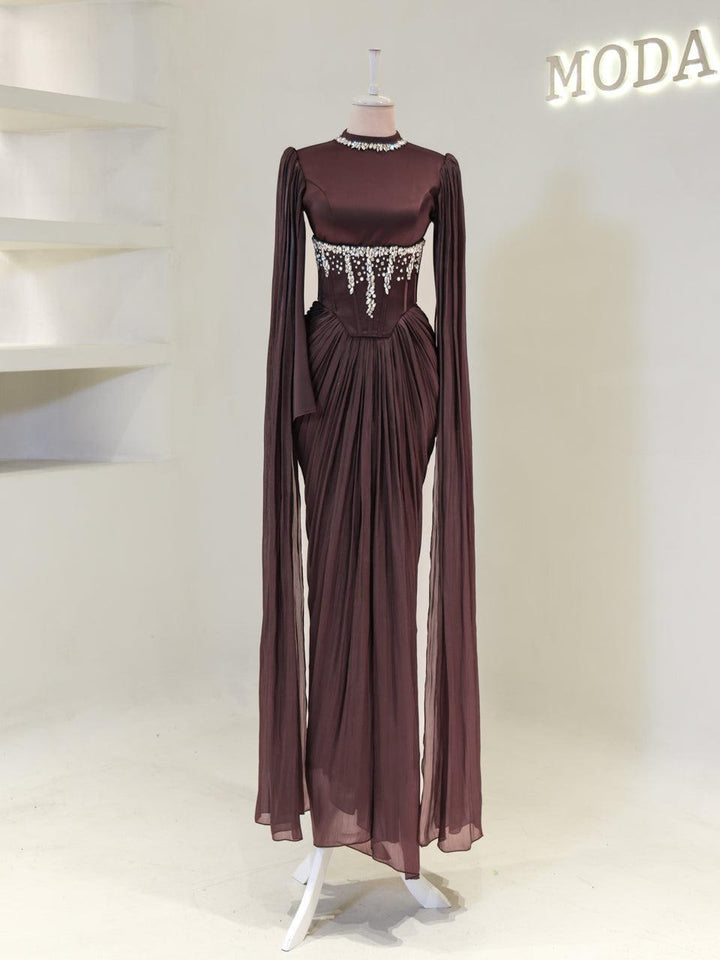 Saloni Islamic Evening Dress Bordeaux Red / 36
