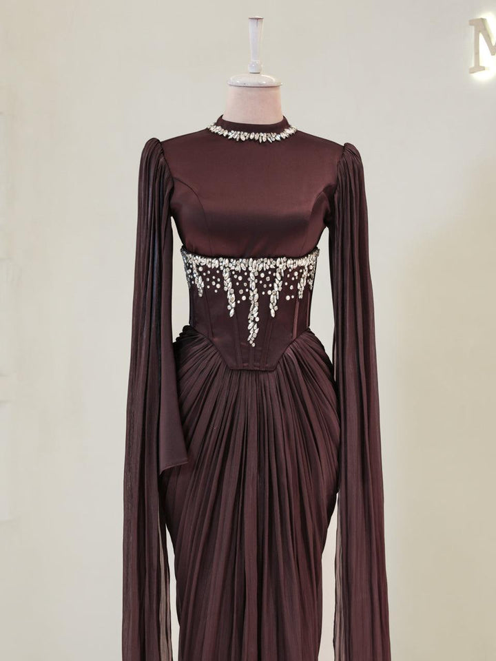 saloni burgundy dress SALONI | ISA LONG-C DRESS | CORDIA VINES