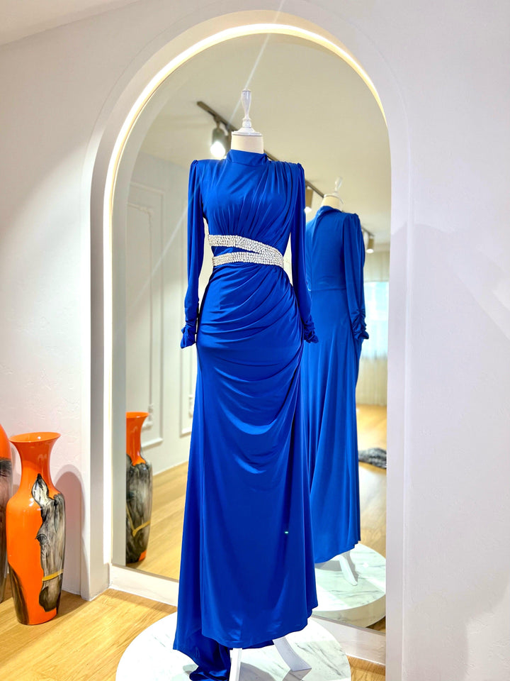 soraya blue dress Soraya Glitter A-Line Formal Dress in Royal Blue | Size: M | Mesh Fabric/Mesh Fabric/Satin Fabric