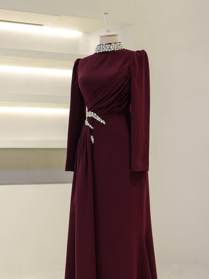 Suzan Islamic Evening Dress Bordeaux Red / 40 Suzan Islamic Evening Dress Bordeaux Red / 40