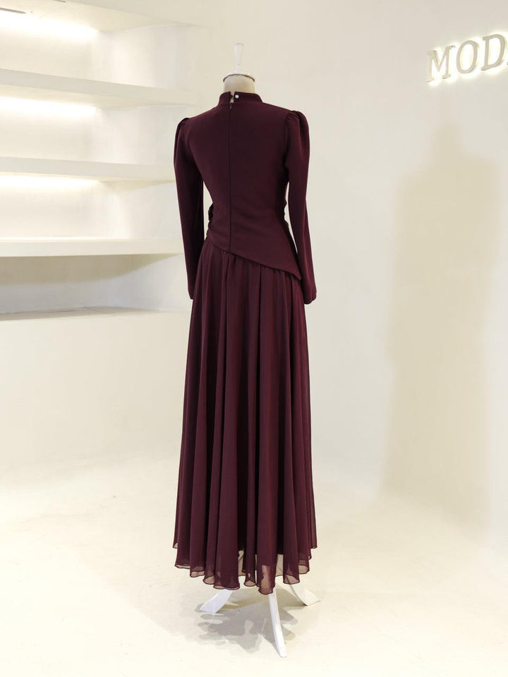 Velisse Islamic Evening Dress Bordeaux Red / 42